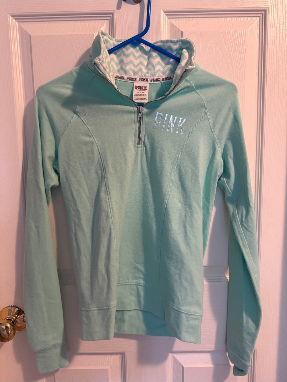 PINK Victoria's Secret Mint Quarter-Zip Top Women’s Size XS